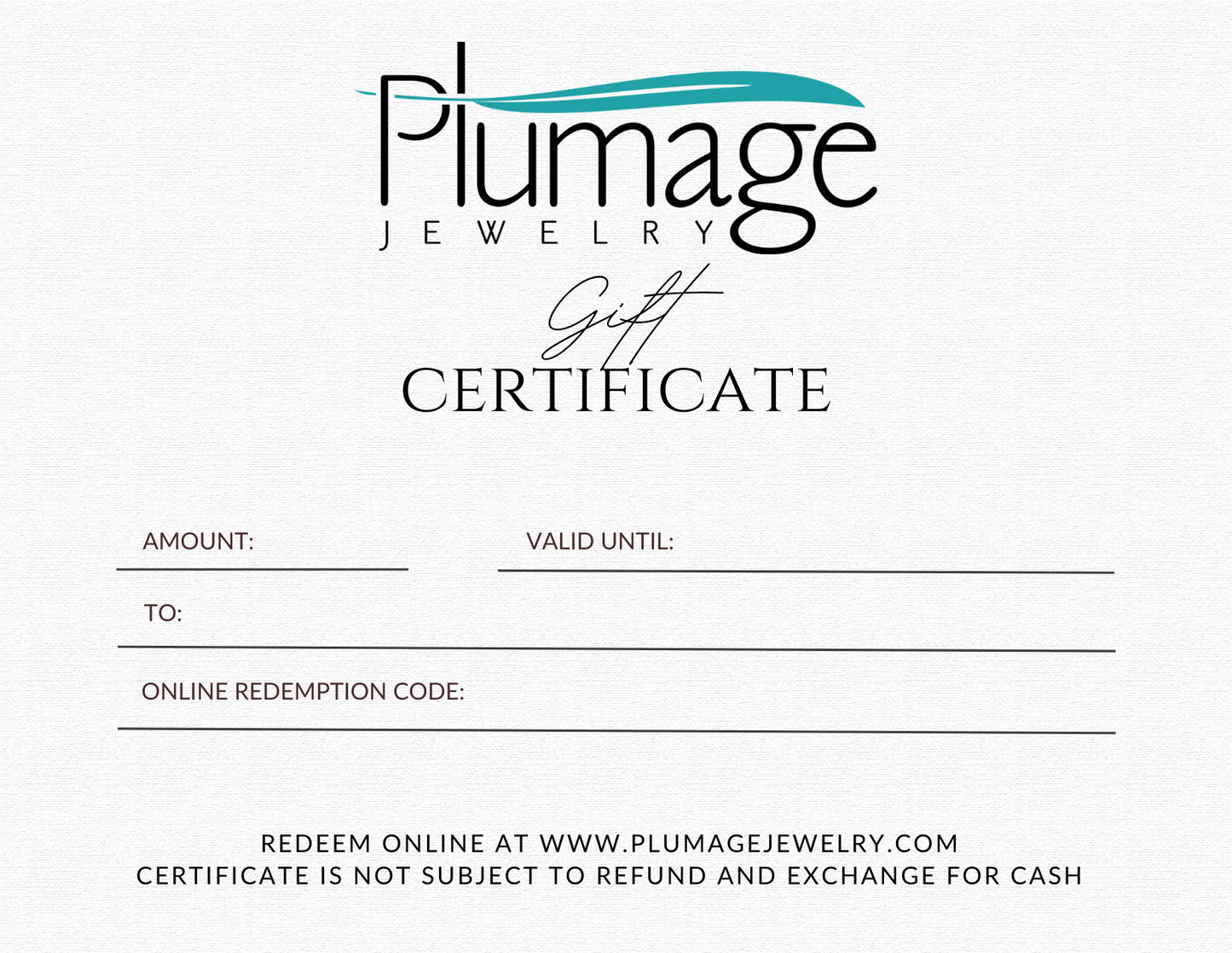 Plumage Jewelry Gift Cards