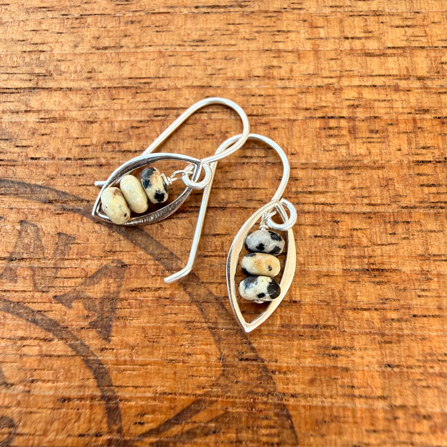 Silver Arabesque with Tiny Gemstone Stack Earrings