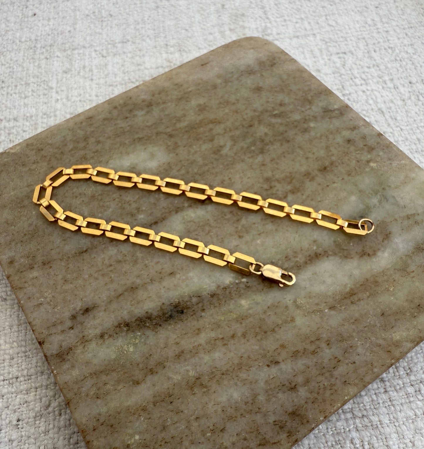 Beveled Rectangle Gold Filled Chain Bracelet