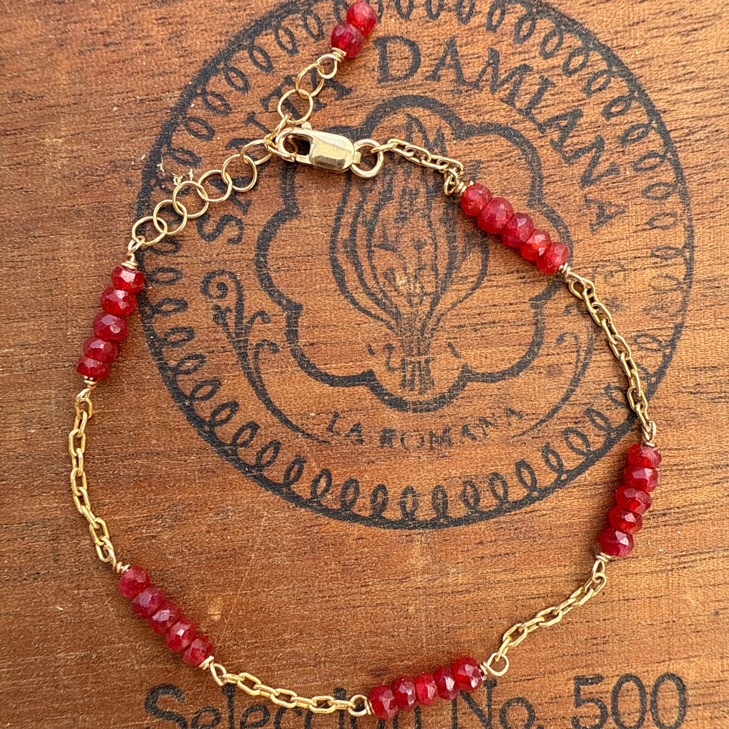 Gold Filled Ruby Bracelet