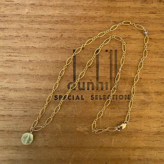 Green Faceted Prehnite on Gold Filled Cable Chain