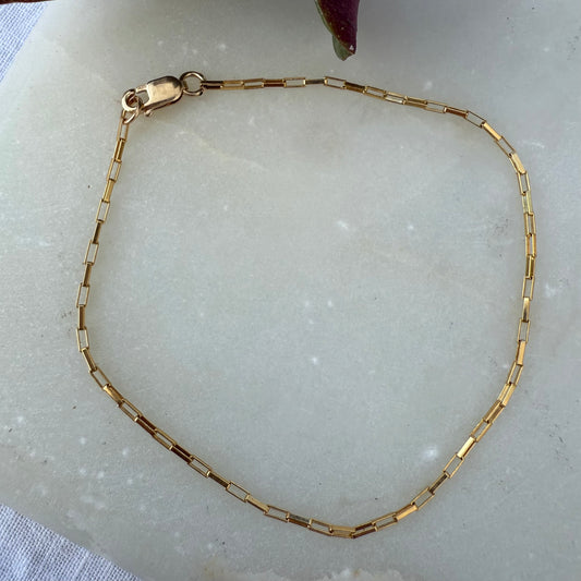 Gold Filled Elongated Box Chain Bracelet