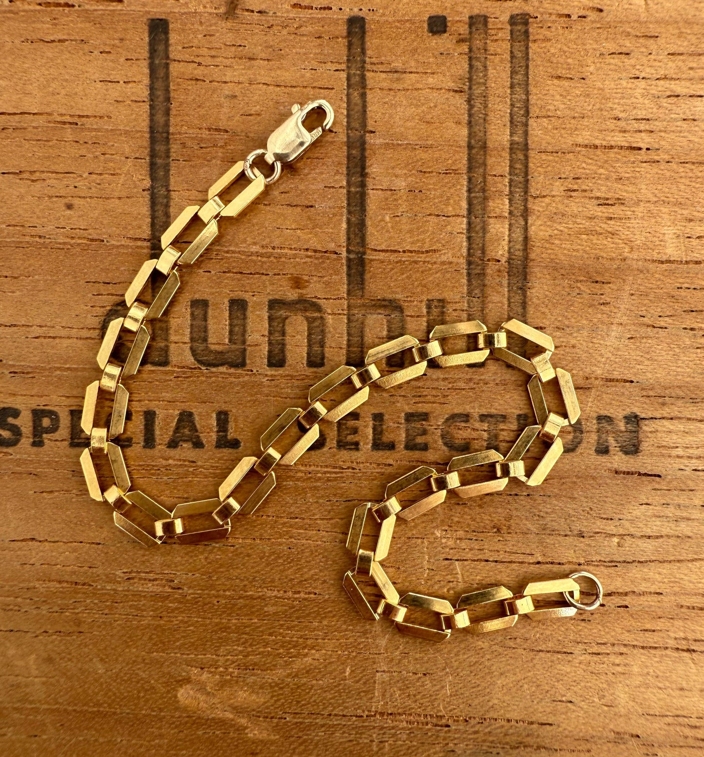 Beveled Rectangle Gold Filled Chain Bracelet