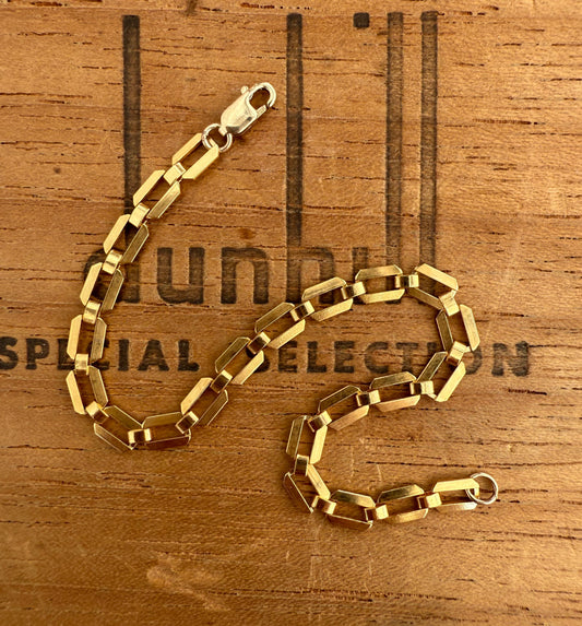 Beveled Rectangle Gold Filled Chain Bracelet