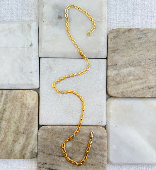 Beveled Rectangle Gold Filled Chain Necklace