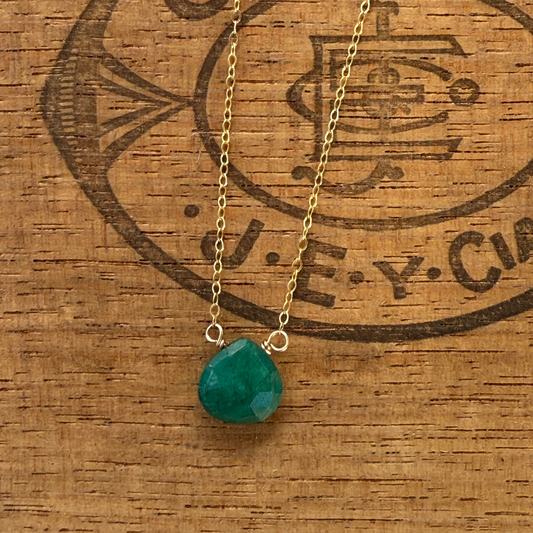 Green emerald gemstone necklace