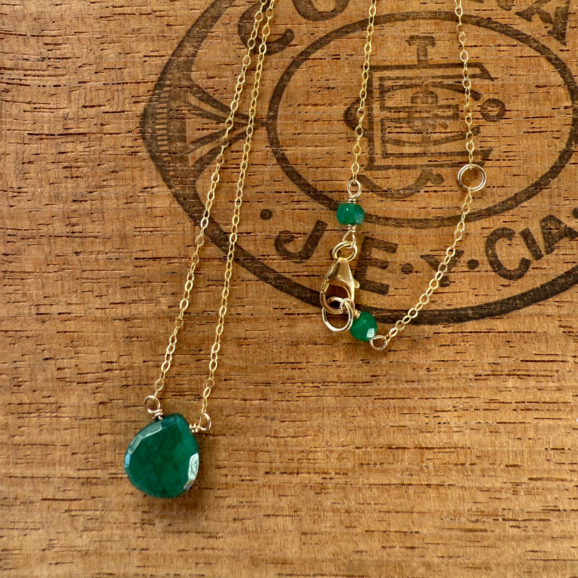 Green emerald gemstone necklace
