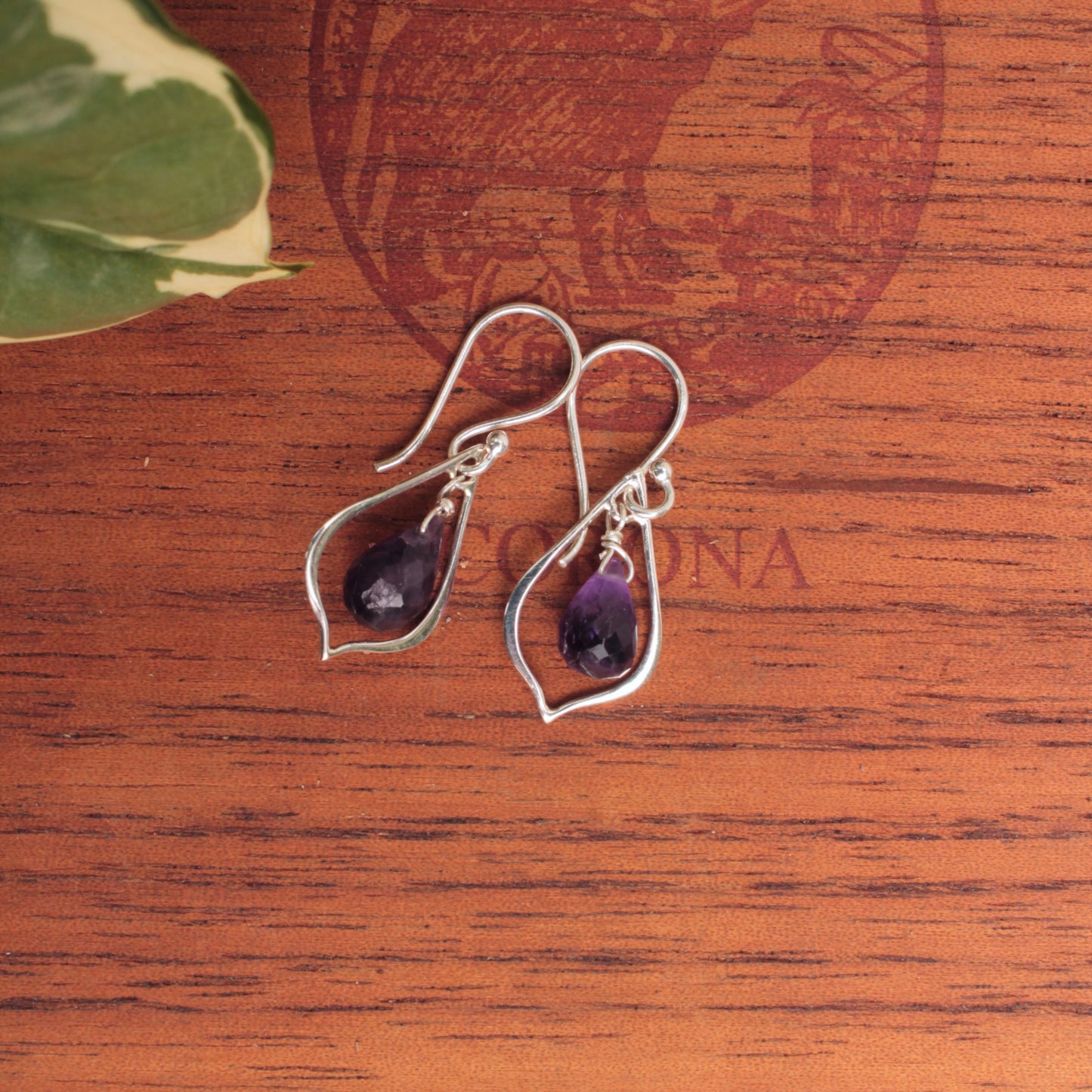 Amethyst Briolette on Sterling Silver Teardrop Loop