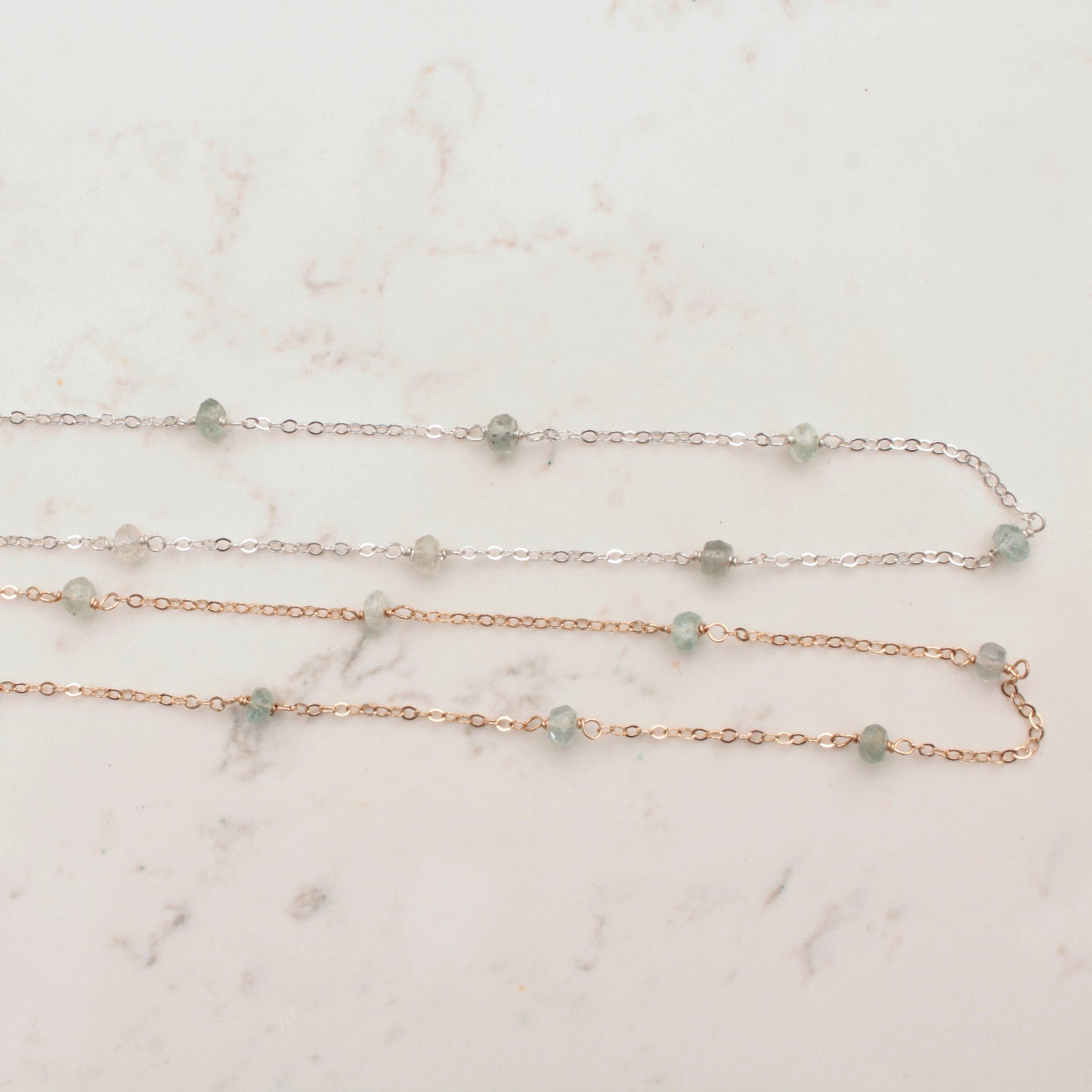 Aquamarine Station Necklaces