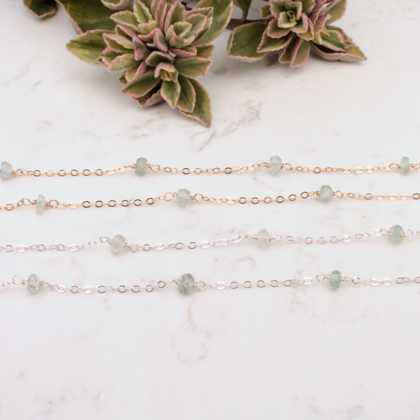 Aquamarine Station Necklaces