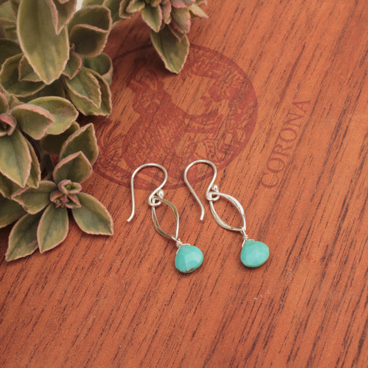Turquoise Briolette on Sterling Silver Arabesques