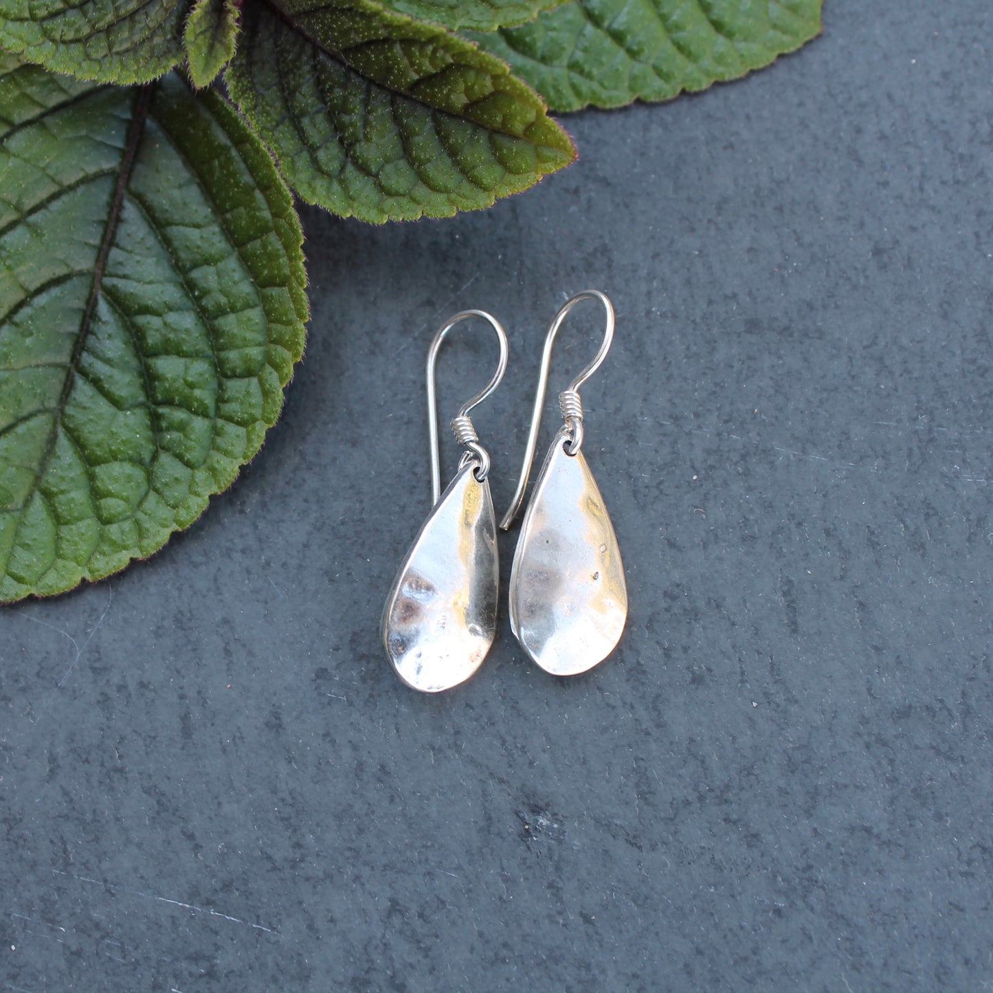 sterling silver textured teardrop