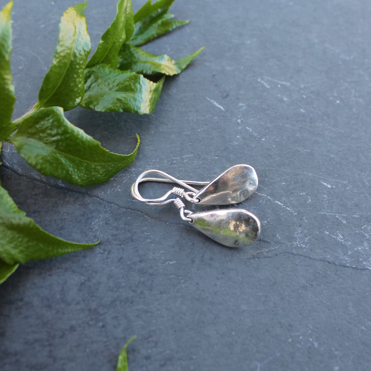 sterling silver textured teardrop
