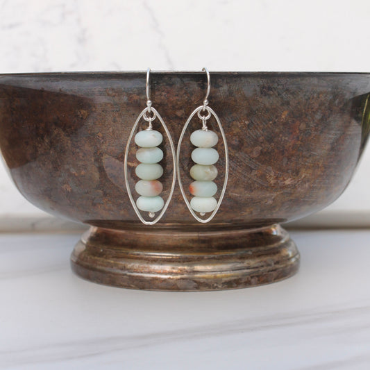 amazonite stack earrings silver