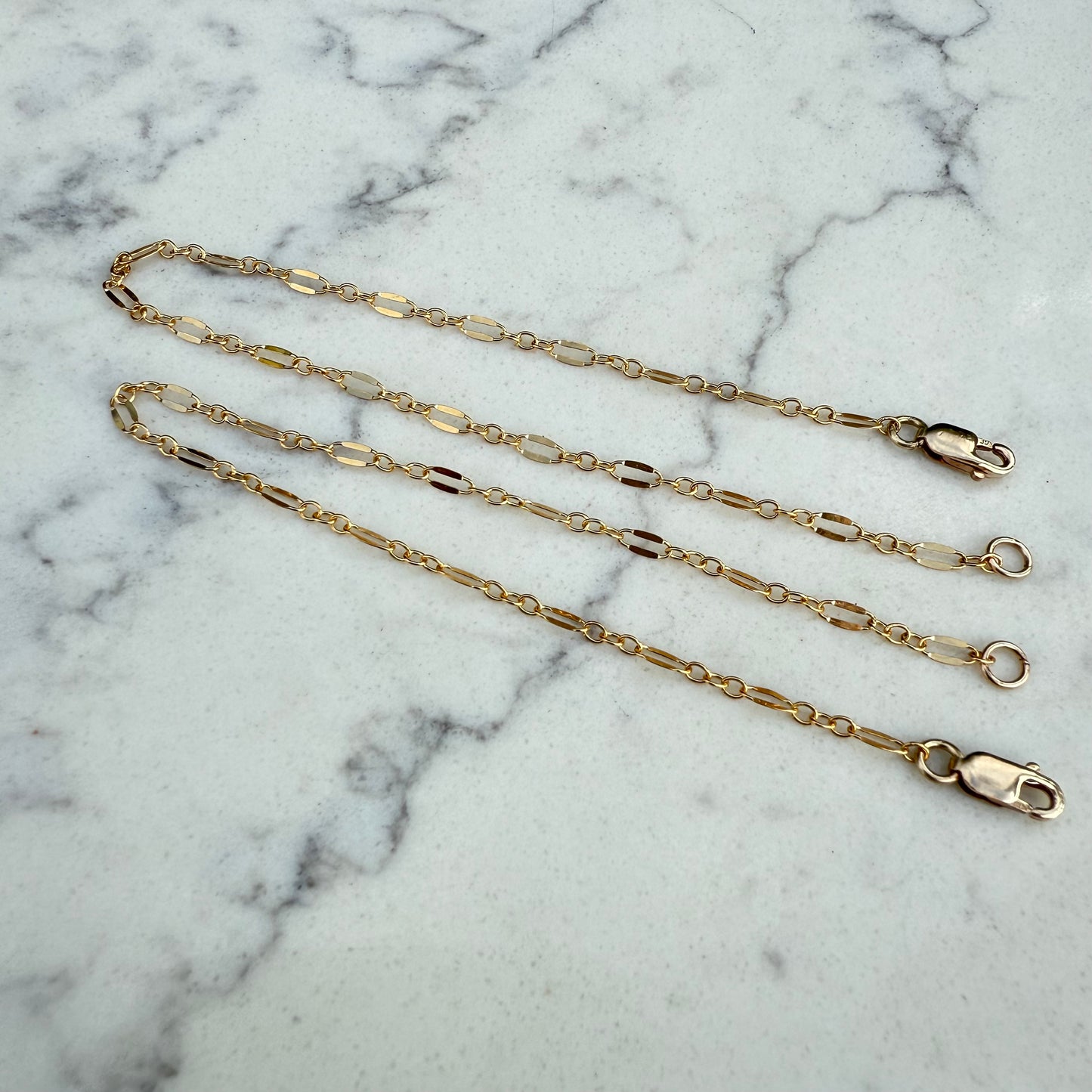 Gold Filled Dappled Long and Short Chain Bracelet