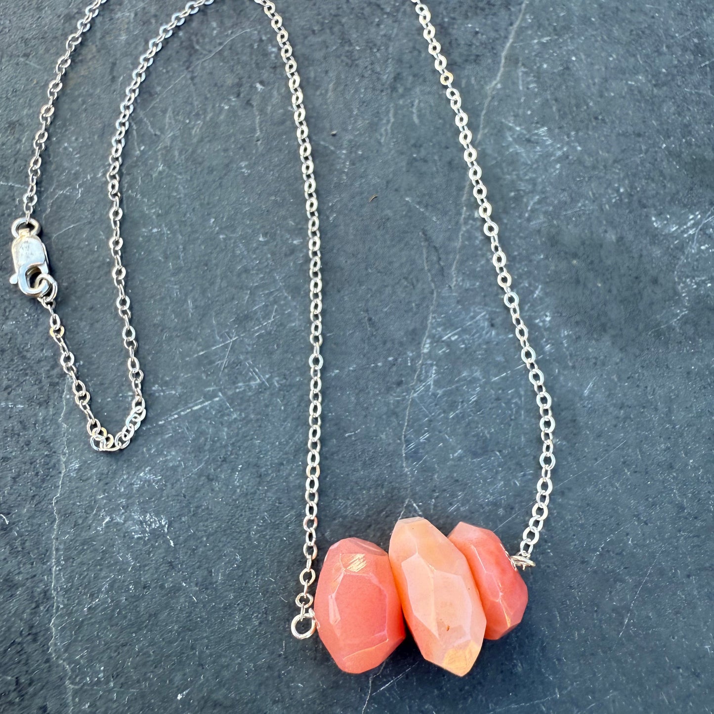 Trio Apricot Agate Necklace