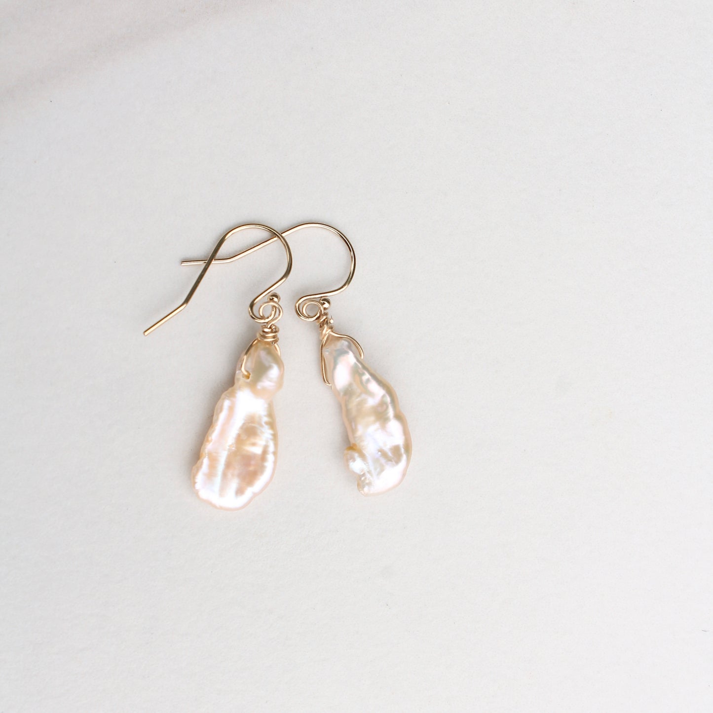 Long Pink Pearl on Gold Filled Wires