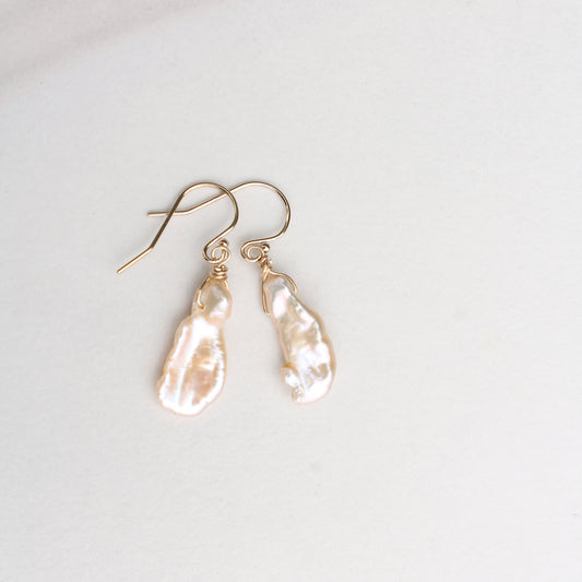 Long Pink Pearl on Gold Filled Wires