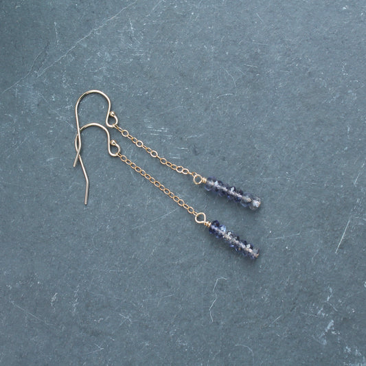 Iolite Gold Filled Chain Dangle Earring