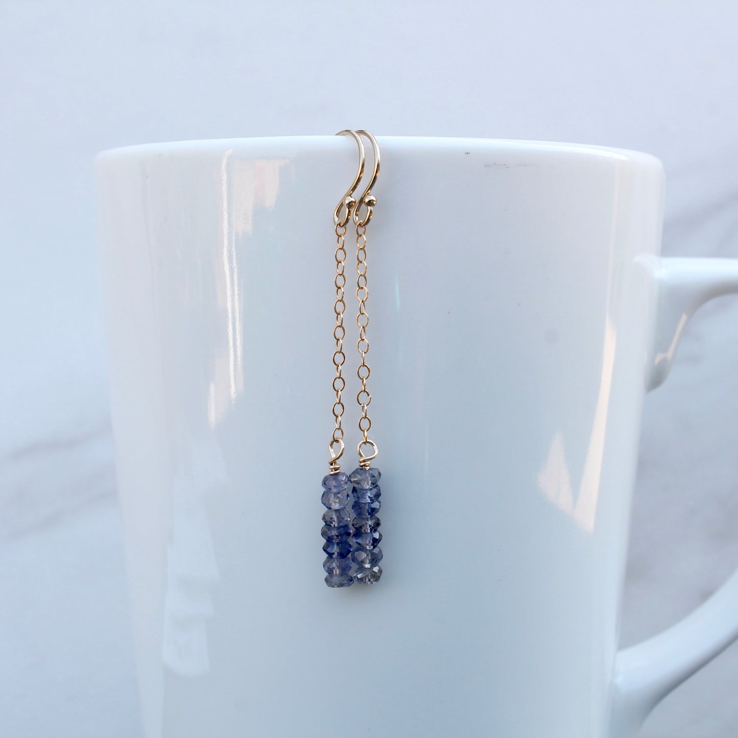 Iolite Gold Filled Chain Dangle Earring