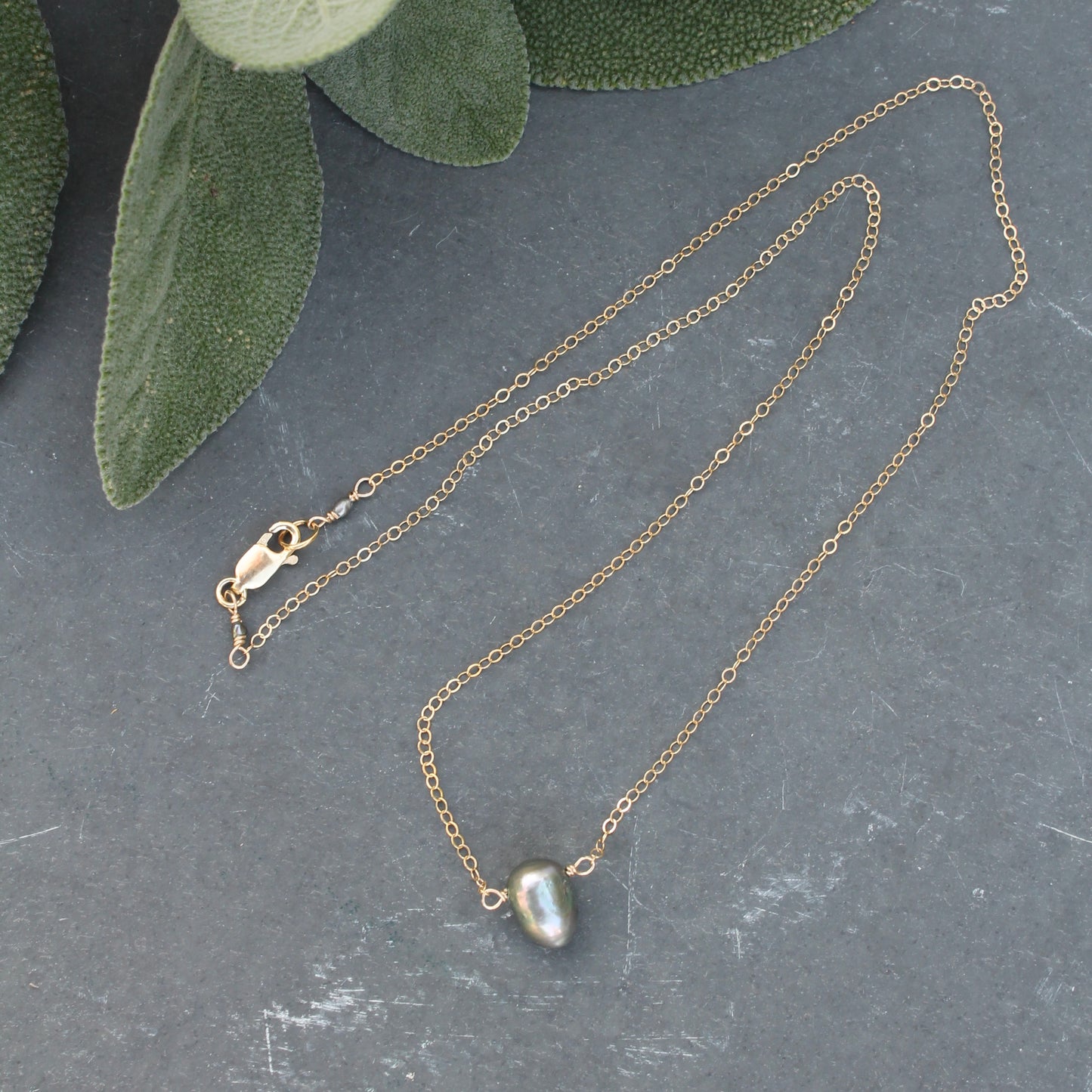 Gold chain Necklace with Germstones