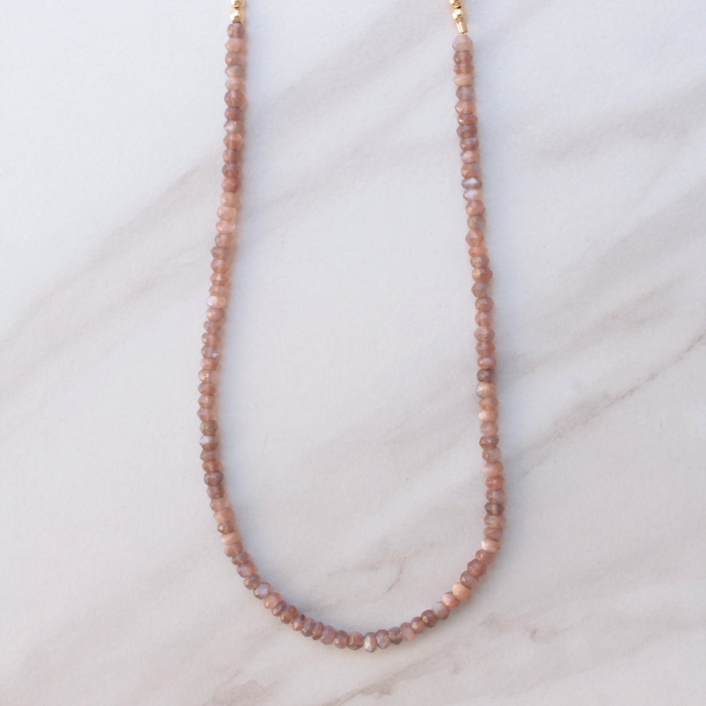 Chocolate Moonstone and Gold Filled Chain Necklace