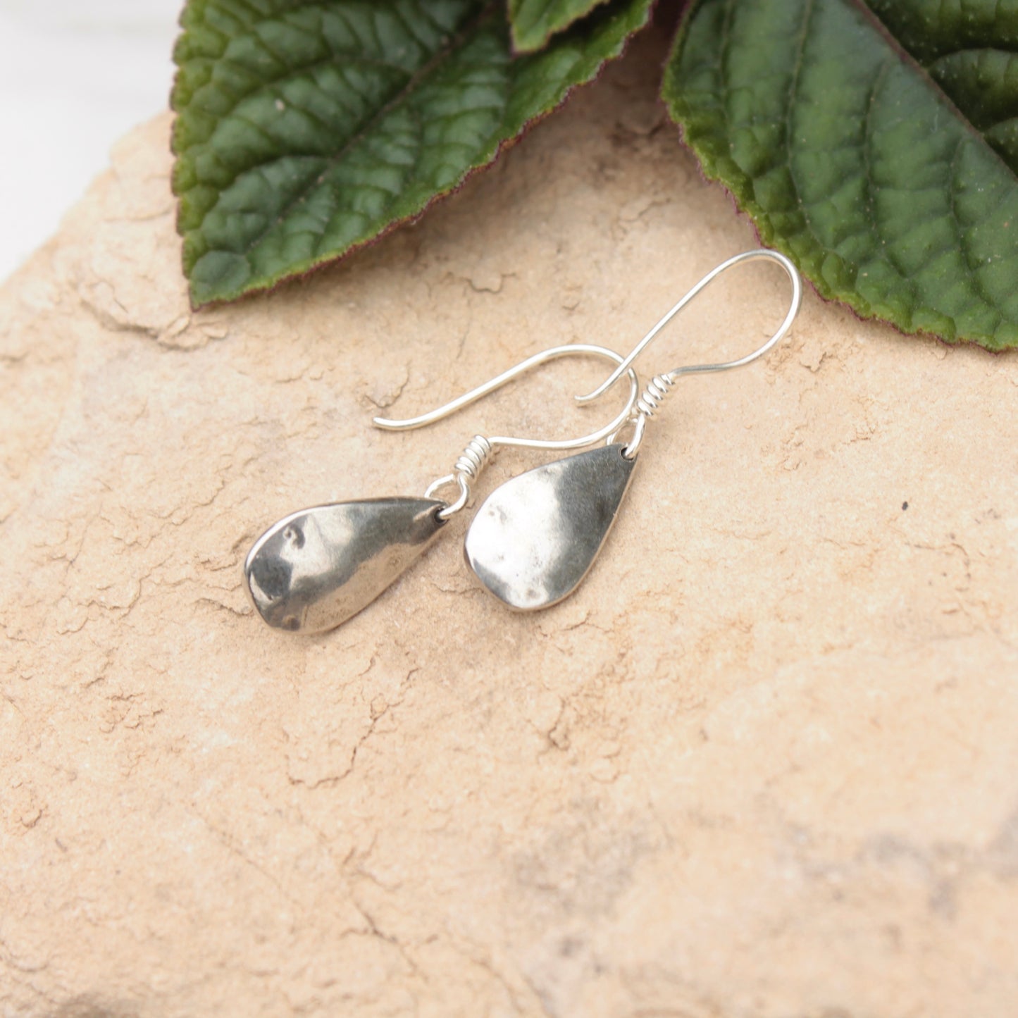 sterling silver textured teardrop