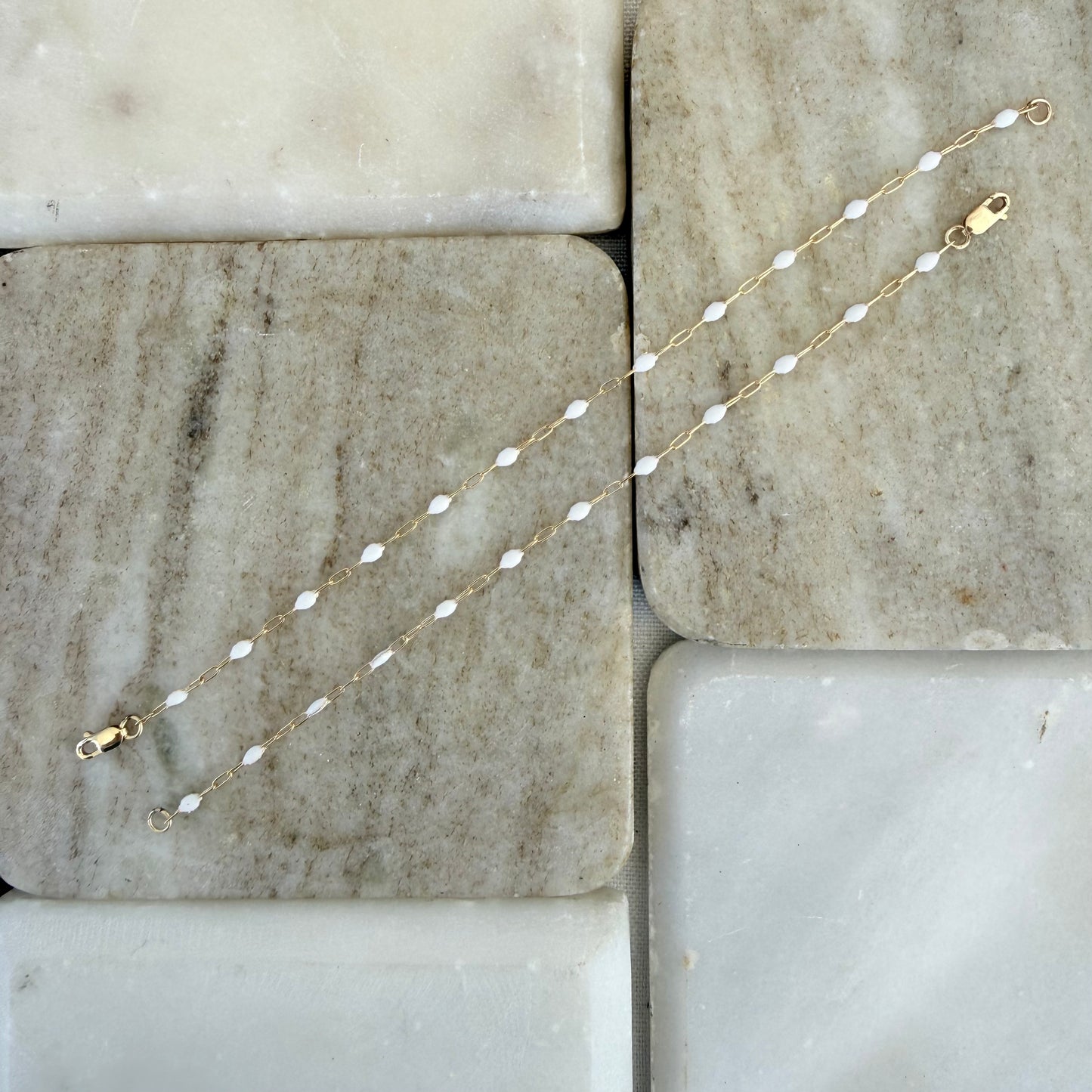 White Enamel Gold Filled Bracelet
