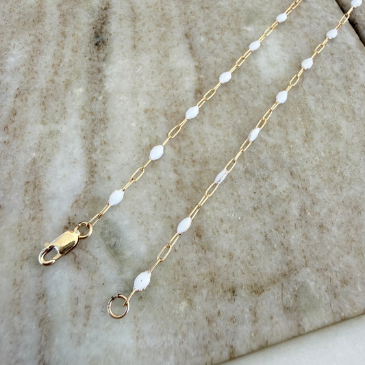 White Enamel Gold Filled Bracelet