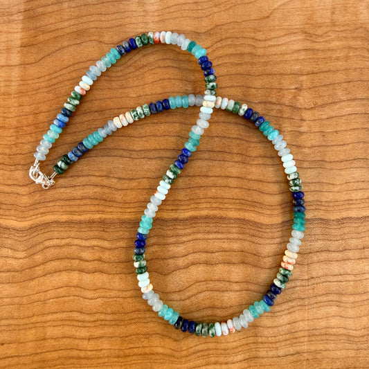 Collar de piedras preciosas de cuarzo rutilo marquesa y amazonita
