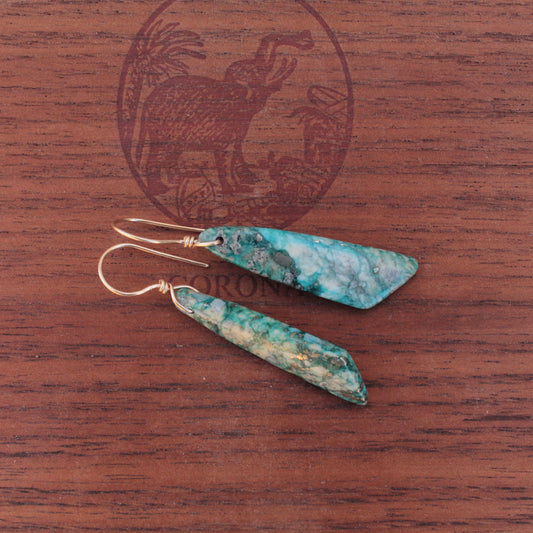Jasper Trapezium Dangles on Gold Filled Wires