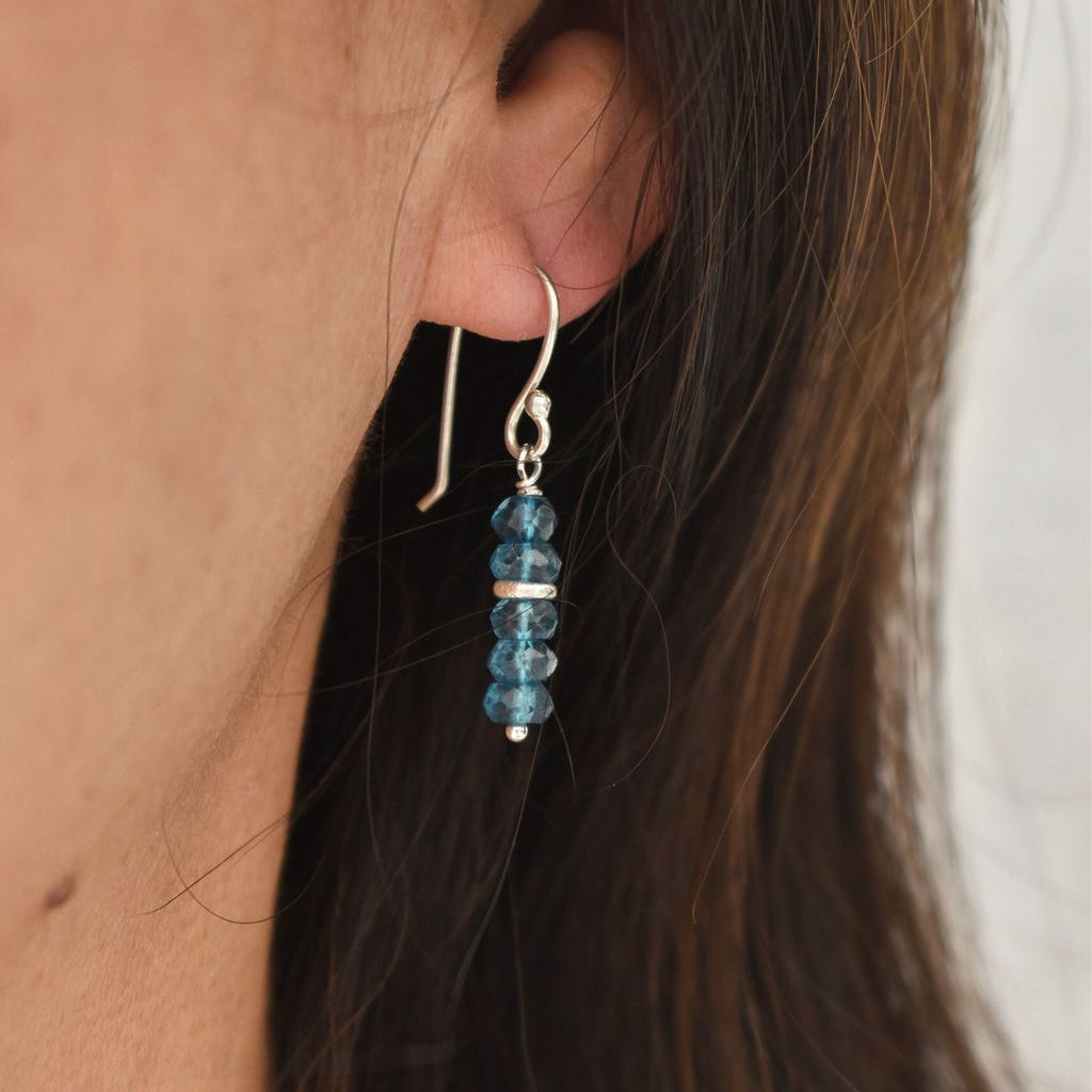 Mini London Blue Topaz Stacks with Sterling Silver