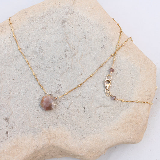 Moonstone with Gold Filled Satellite Chain