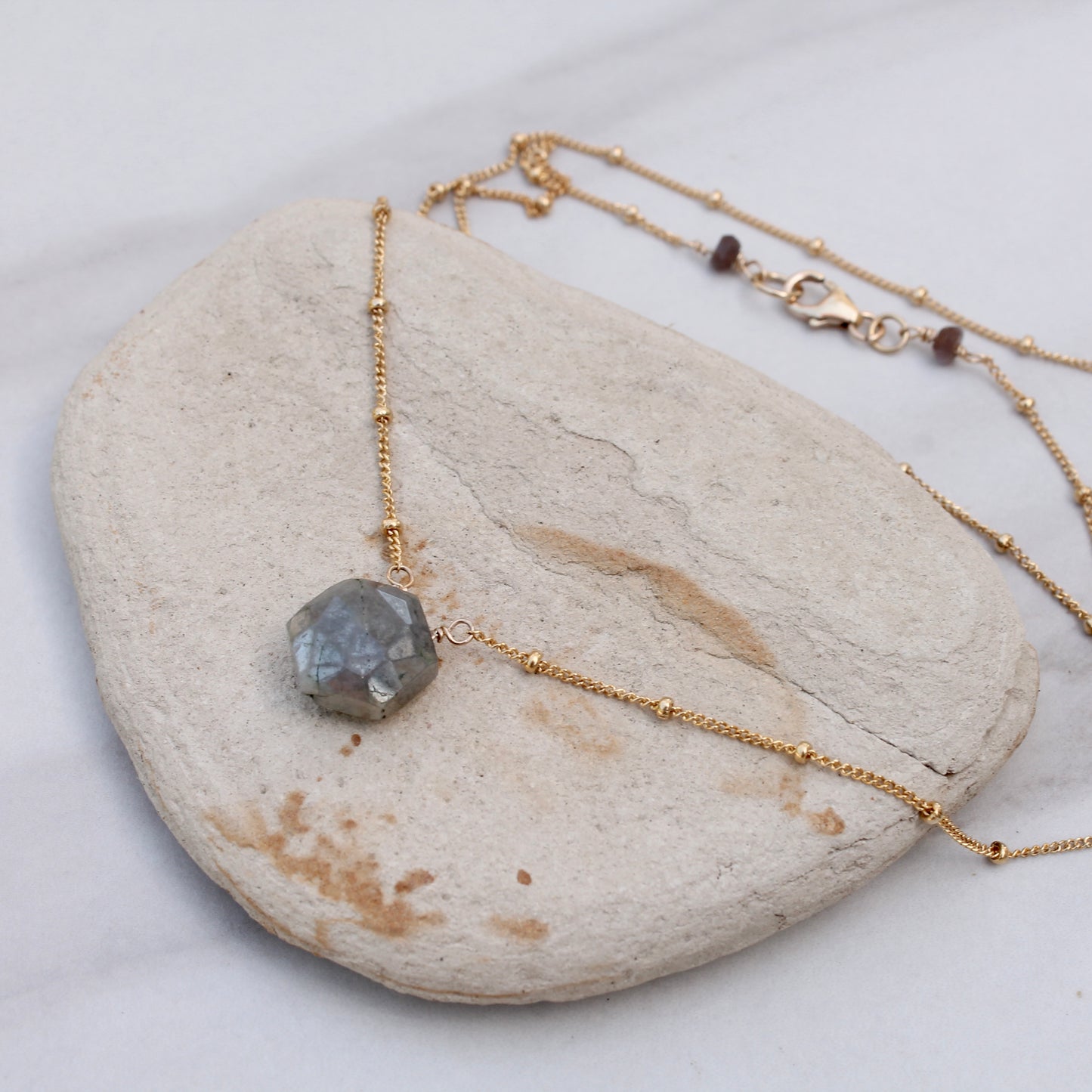 Moonstone with Gold Filled Satellite Chain