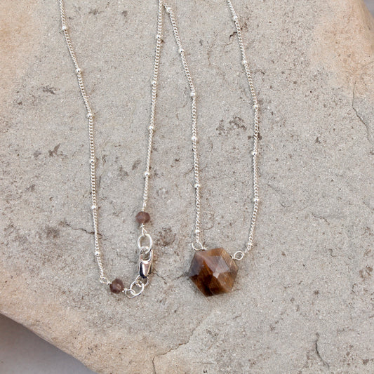 Silver Satellite Chain Necklace with Moonstone
