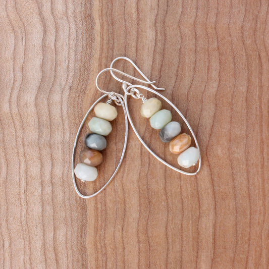 amazonite stack earrings silver