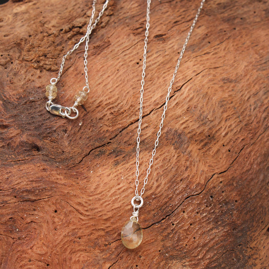 Lemon Quartz Briolette on Fine Chain