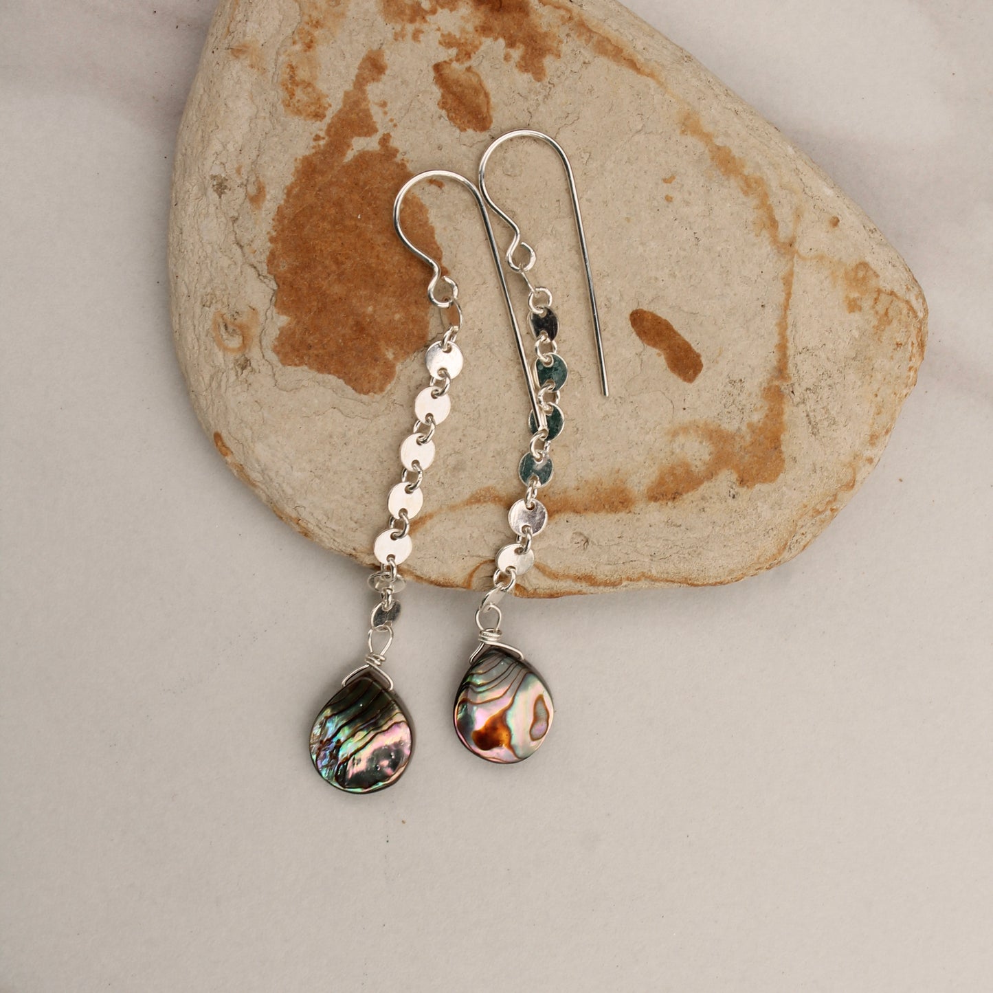 Abalone Shell Teardrop with Lentil Chain