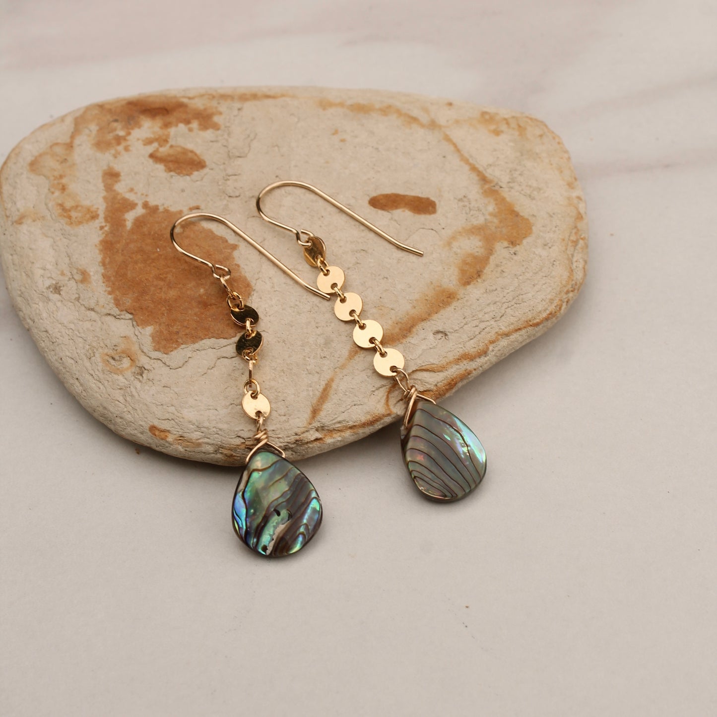Abalone Shell Teardrop with Lentil Chain