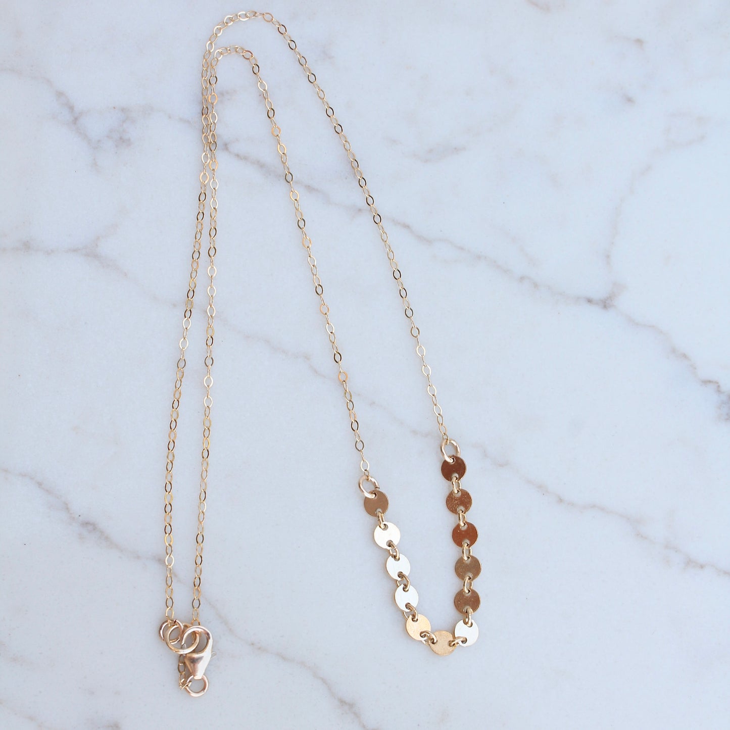gold filled sequin necklace
