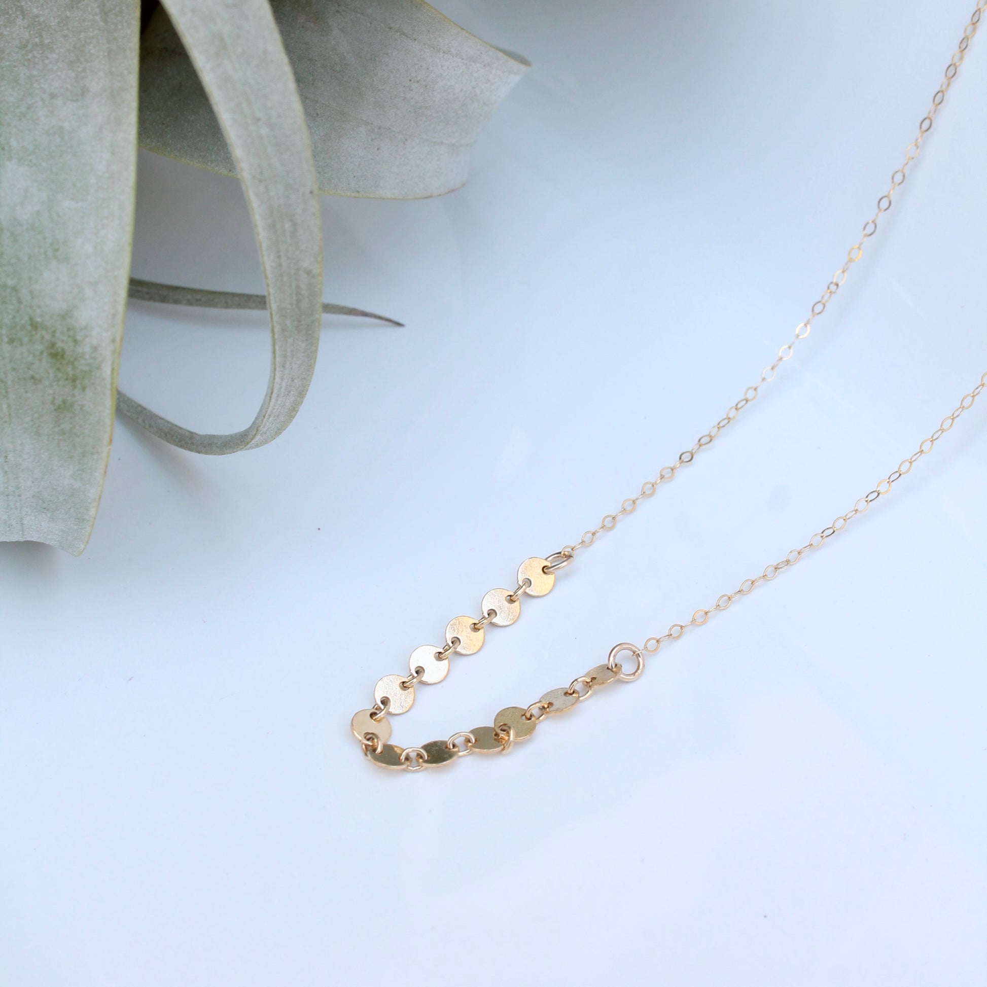 gold filled sequin necklace