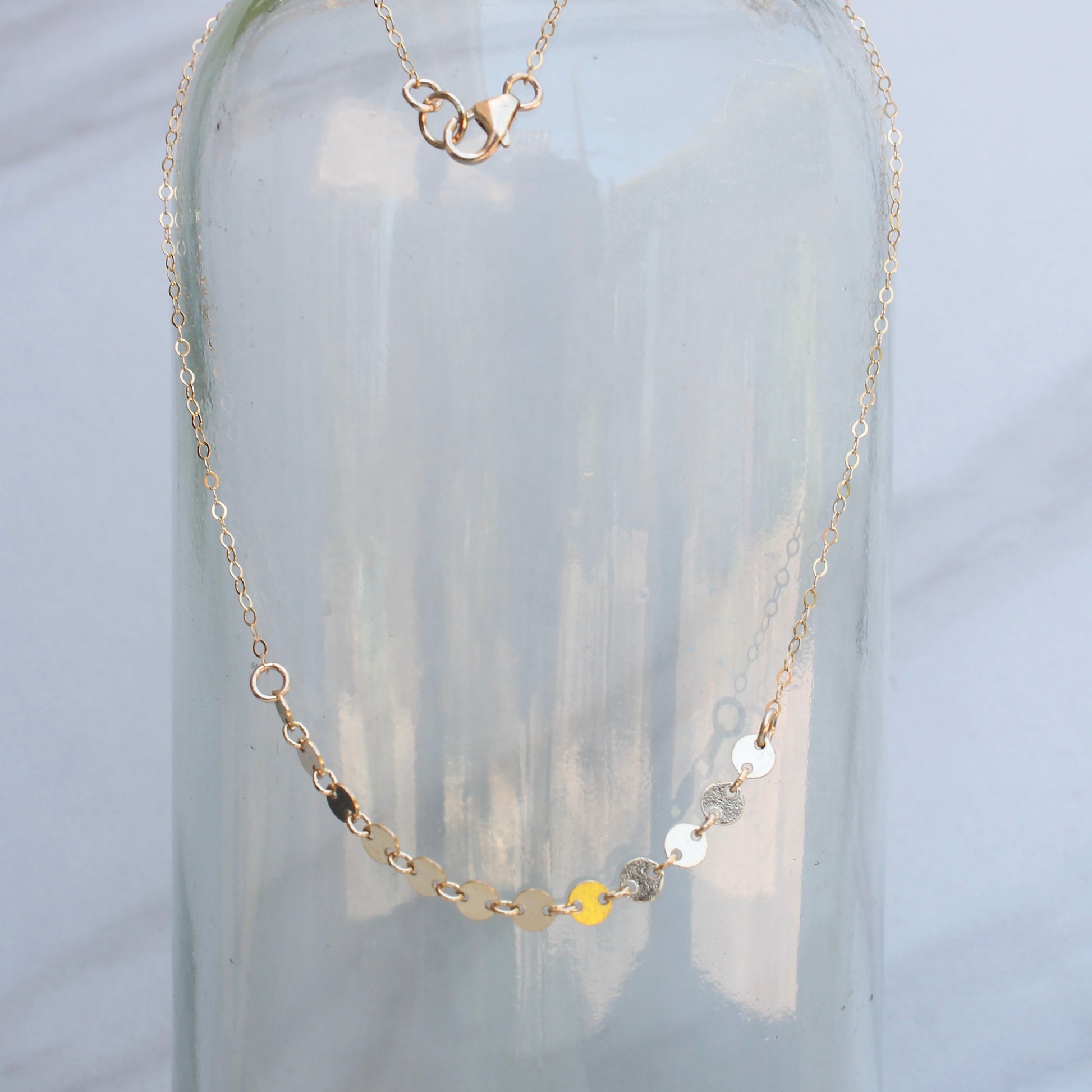 gold filled sequin necklace