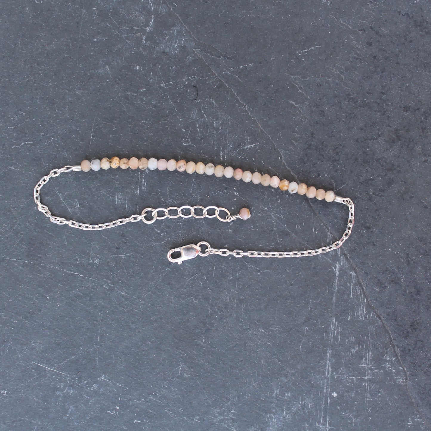 Pink Opal and Fine Chain Bracelet