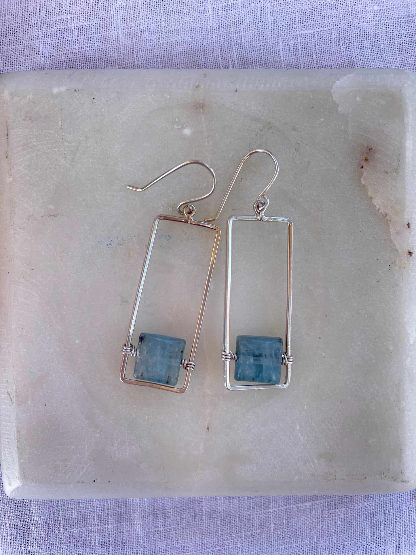 Square Kyanite in a Frame of Silver