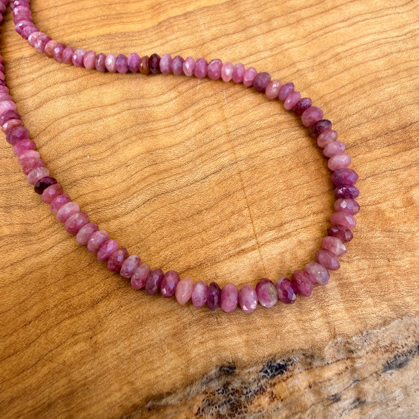 Faceted Pink Tourmaline Rondelle Necklace