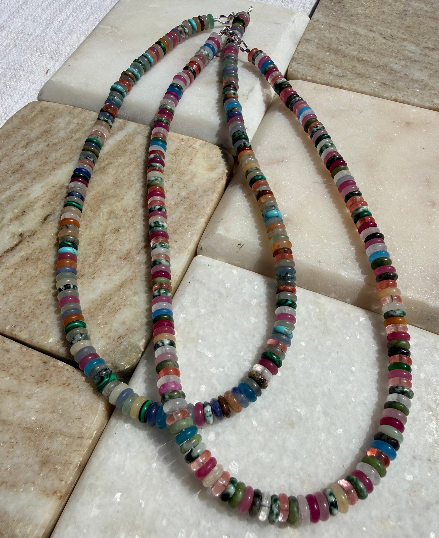 Multi Gemstone Rondelle Necklace
