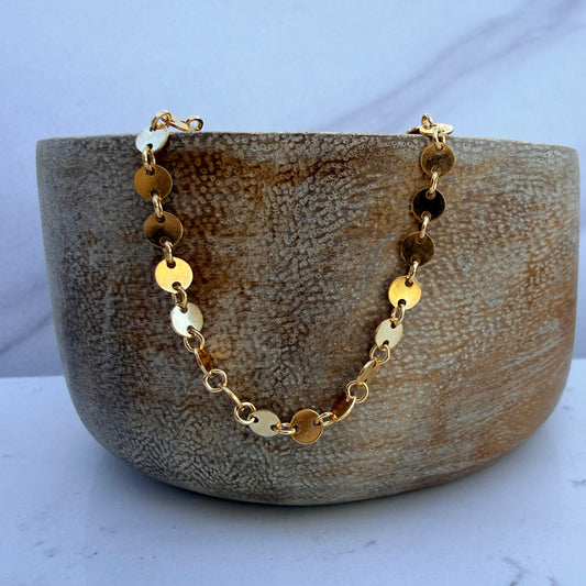 Gold Filled Sequin Chain Bracelet