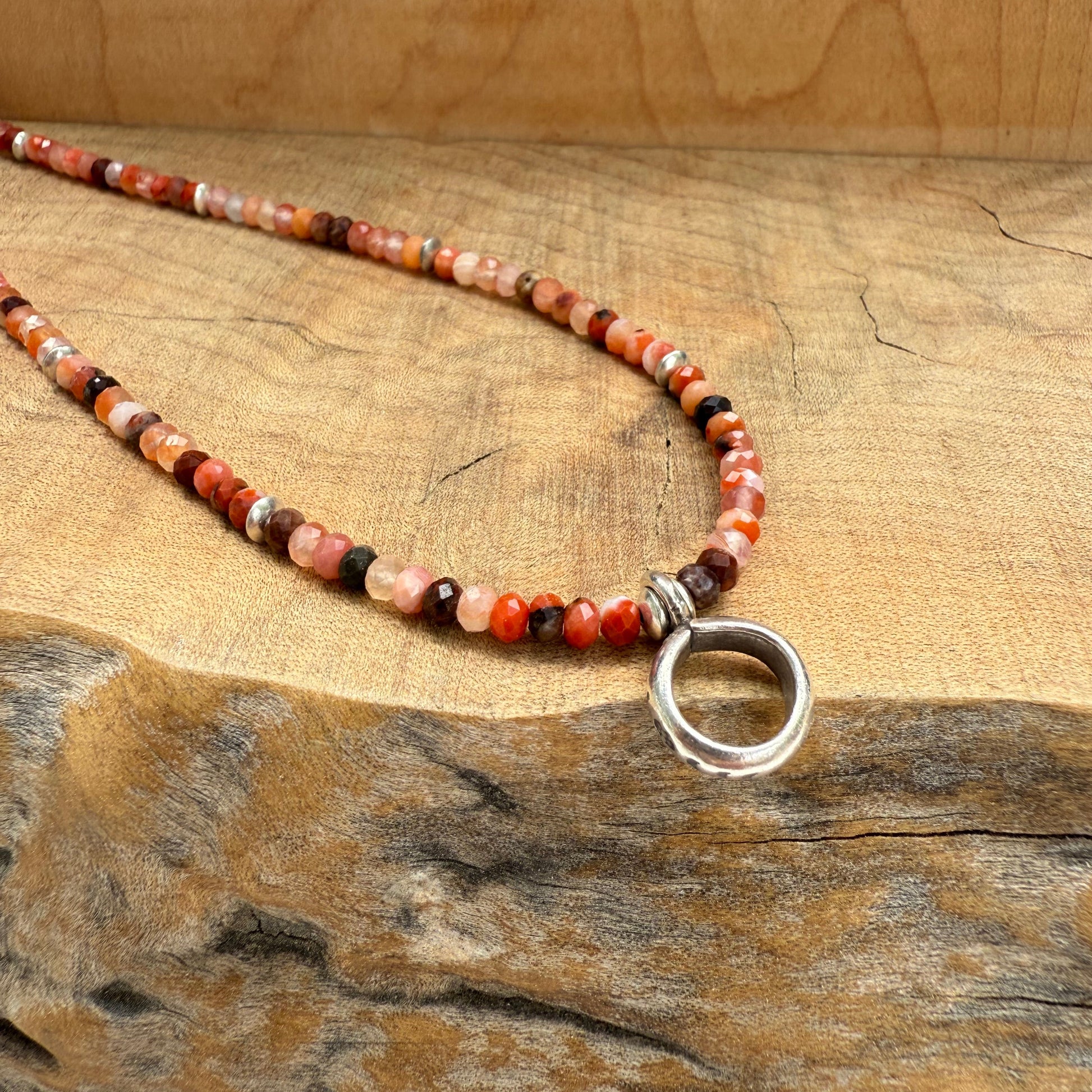 Red agate necklace with Hill Tribe Silver pendant