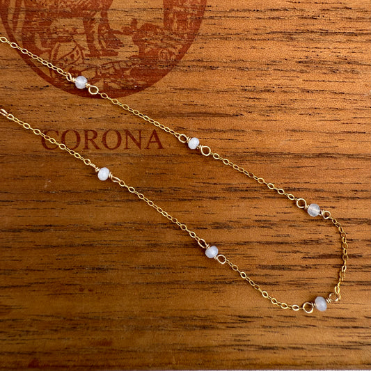 Blue Lace Agate Station Necklace