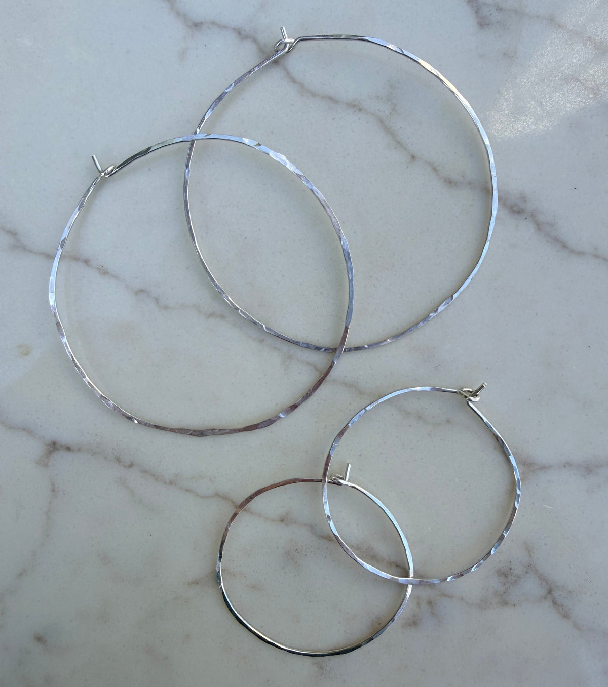 Sterling Silver Hammered Hoops